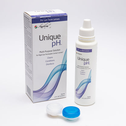 Unique pH Multi-Purpose Solution box, bottle, and contact lens case