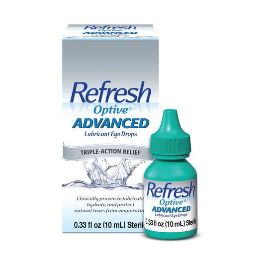 Refresh Optive Advanced Lubricant Eye Drops Lubricate for moisturizing relief of the eyes for dry eye and allergy treatment